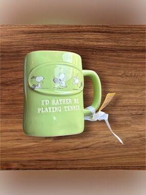 NEW Rae Dunn Snoopy Tennis Ceramic Peanuts Mug I'd Rather Be Playing Tennis